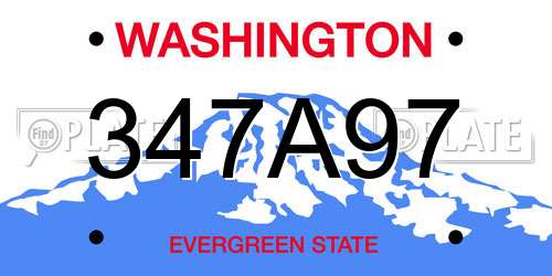 347A97 Washington License Plate