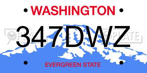347DWZ Washington License Plate