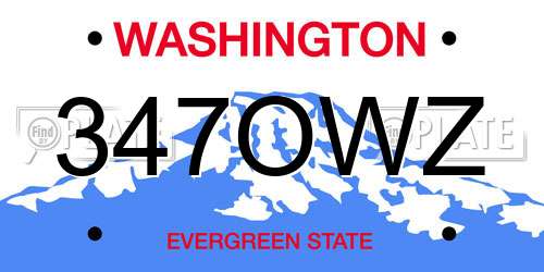 347OWZ Washington License Plate
