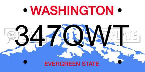 347QWT Washington License Plate