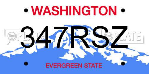 347RSZ Washington License Plate