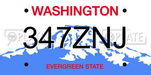 347ZNJ Washington License Plate
