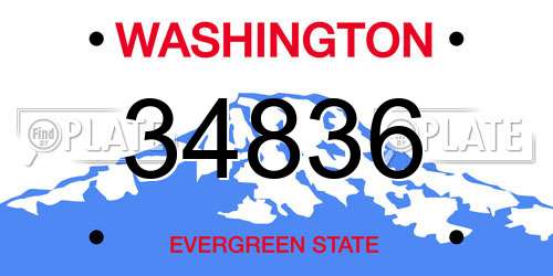 34836 Washington License Plate