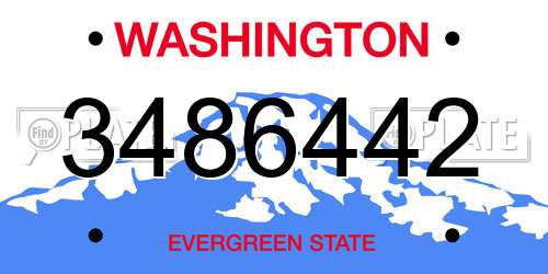 3486442 Washington License Plate