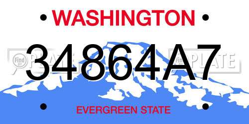 34864A7 Washington License Plate