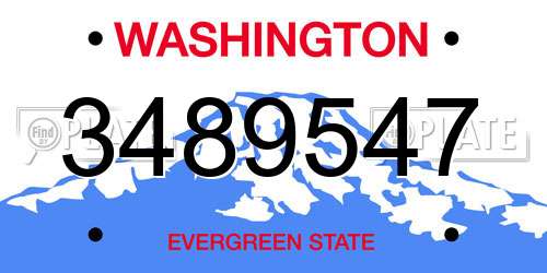 3489547 Washington License Plate