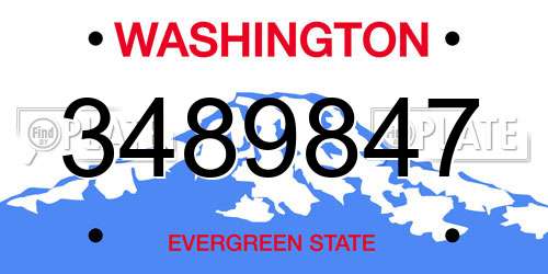3489847 Washington License Plate