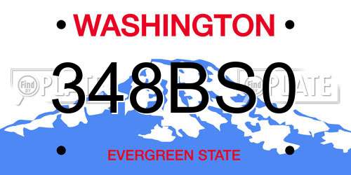 348BS0 Washington License Plate