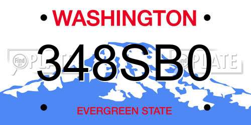 348SB0 Washington License Plate