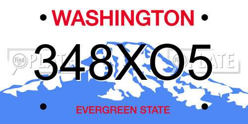 348XO5 Washington License Plate