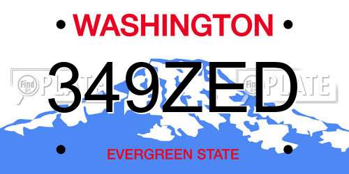 349ZED Washington License Plate