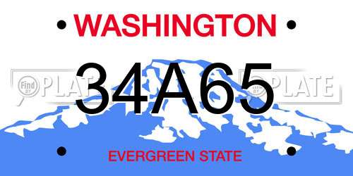 34A65 Washington License Plate