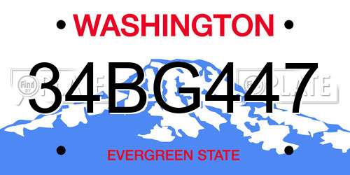 34BG447 Washington License Plate