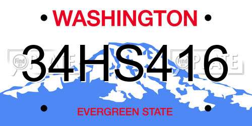 34HS416 Washington License Plate