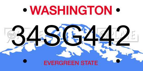34SG442 Washington License Plate