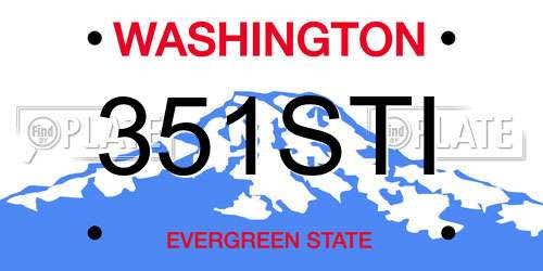 351STI Washington License Plate