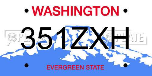 351ZXH Washington License Plate