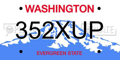 352XUP Washington License Plate