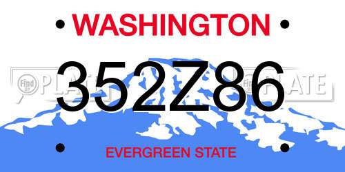 352Z86 Washington License Plate