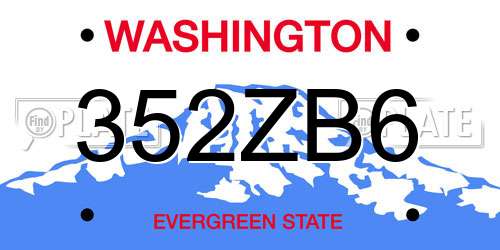 352ZB6 Washington License Plate