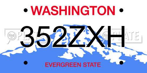 352ZXH Washington License Plate