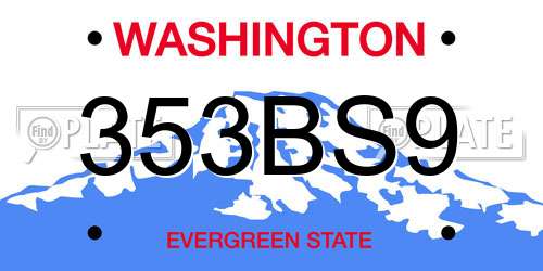 353BS9 Washington License Plate