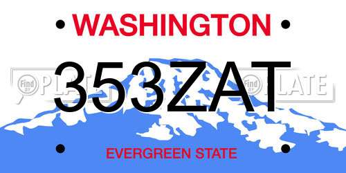 353ZAT Washington License Plate