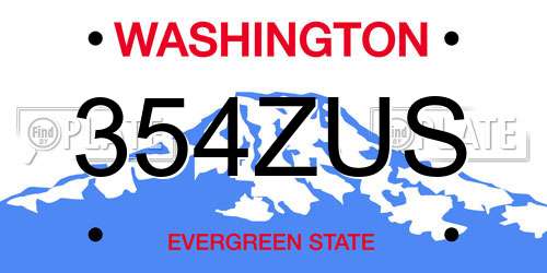 354ZUS Washington License Plate
