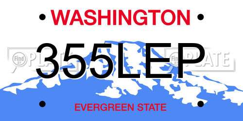 355LEP Washington License Plate