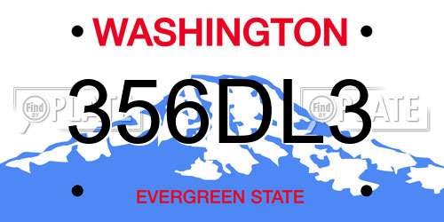 356DL3 Washington License Plate