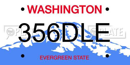 356DLE Washington License Plate