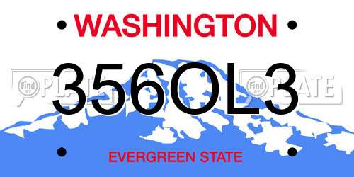 356OL3 Washington License Plate