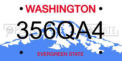 356QA4 Washington License Plate