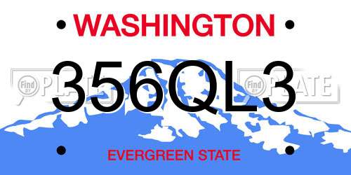 356QL3 Washington License Plate