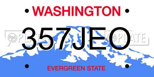 357JEO Washington License Plate