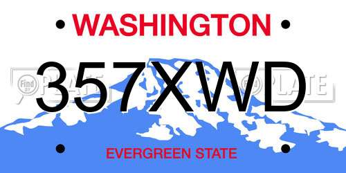357XWD Washington License Plate