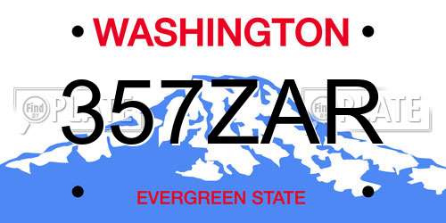 357ZAR Washington License Plate