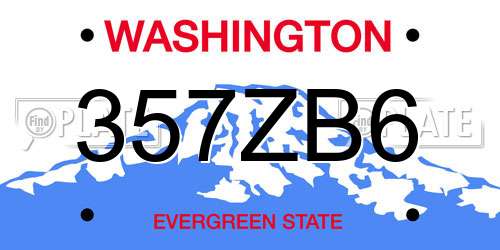 357ZB6 Washington License Plate
