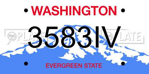 3583IV Washington License Plate