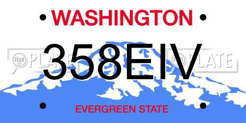 358EIV Washington License Plate