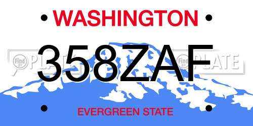 358ZAF Washington License Plate