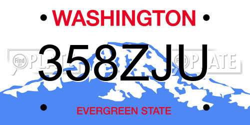 358ZJU Washington License Plate
