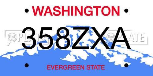 358ZXA Washington License Plate