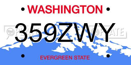 359ZWY Washington License Plate