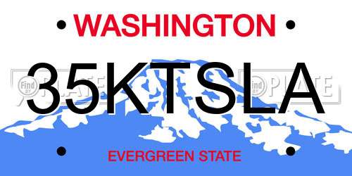 35KTSLA Washington License Plate