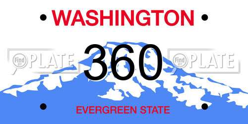 360 Washington License Plate