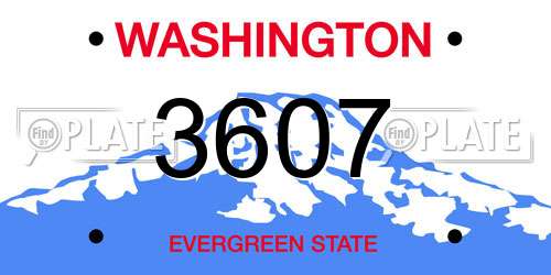 3607 Washington License Plate