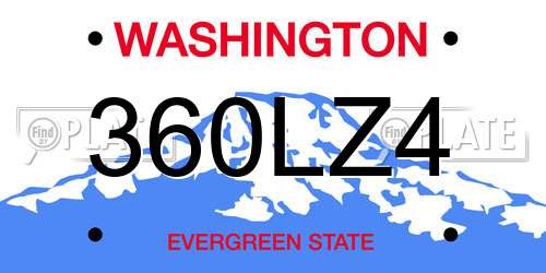 360LZ4 Washington License Plate