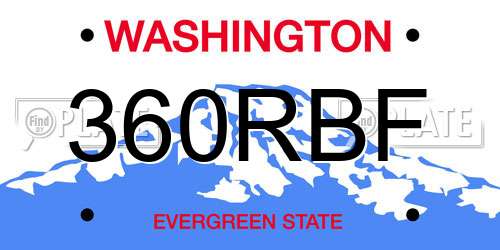 360RBF Washington License Plate