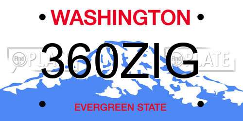 360ZIG Washington License Plate